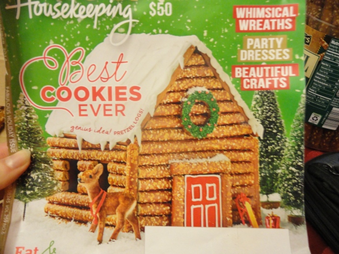 Good House Keeping magazine pretzel rod gingerbread house