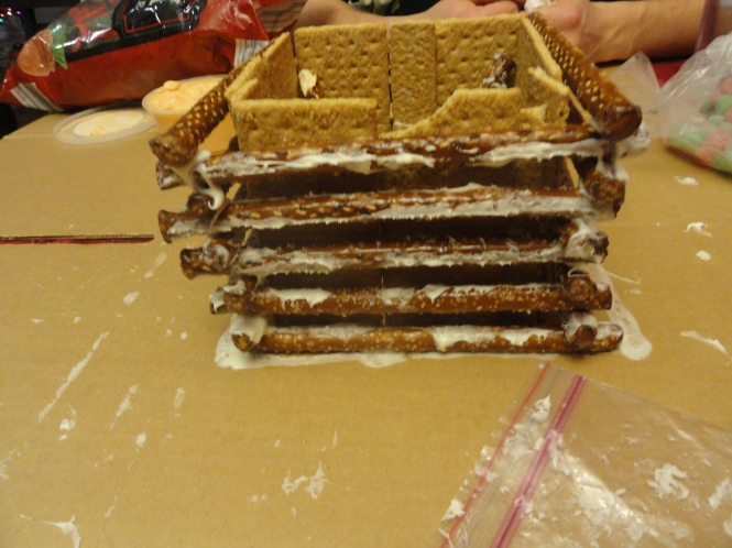 how to make gingerbread house log cabin pretzel rods