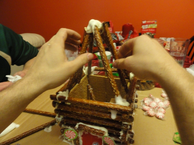 DIY gingerbread house log cabin