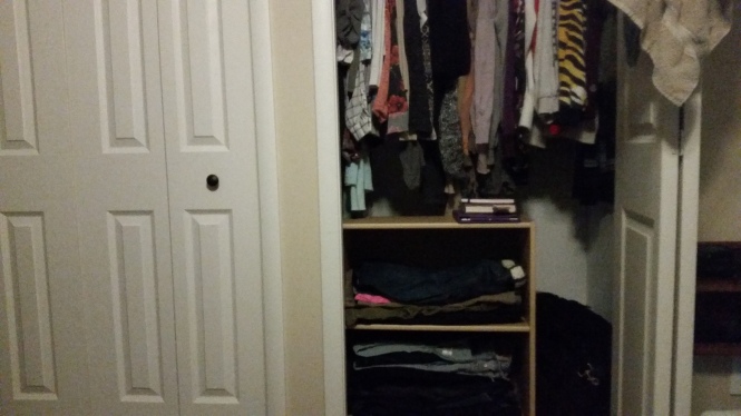 before and after photo closet shelf