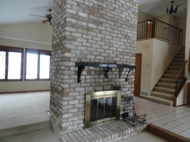 stucco house fireplace
